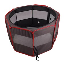 Petsfit Cat and Dog Portable Fence Foldable Pet Tent Delivery Room (Gray Red) M Size